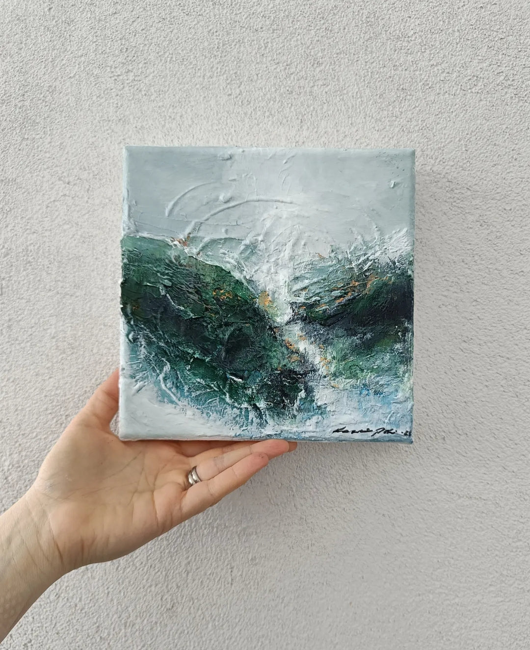 Waterlilies, 20 x 20 cm kankaalle